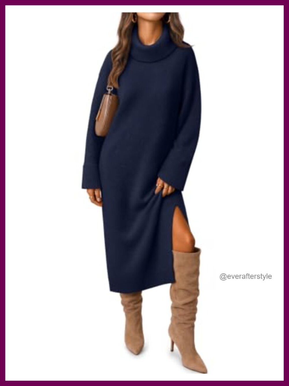 Oversized Chunky Knit Turtleneck Sweater Dress
